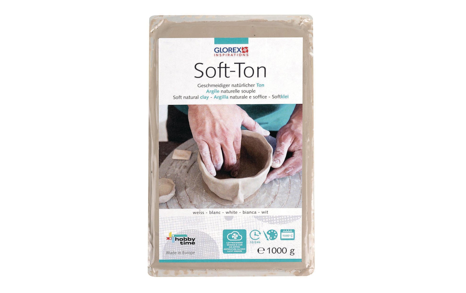 GLOREX Modellierton (Töpferton), Weiss, lufttrocknend, 1 kg