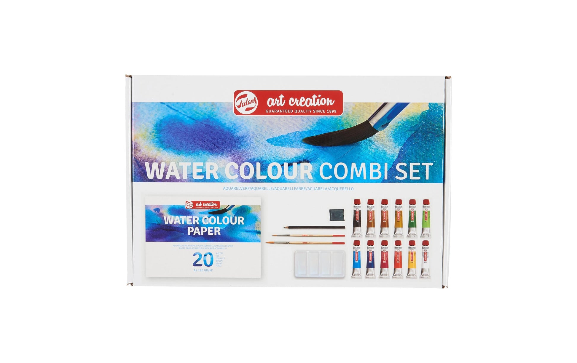 Talens Aquarellfarben – Mehrfarbig – 12 Farben (12×12 ml (144 ml)) – Kasten, mit Pinsel