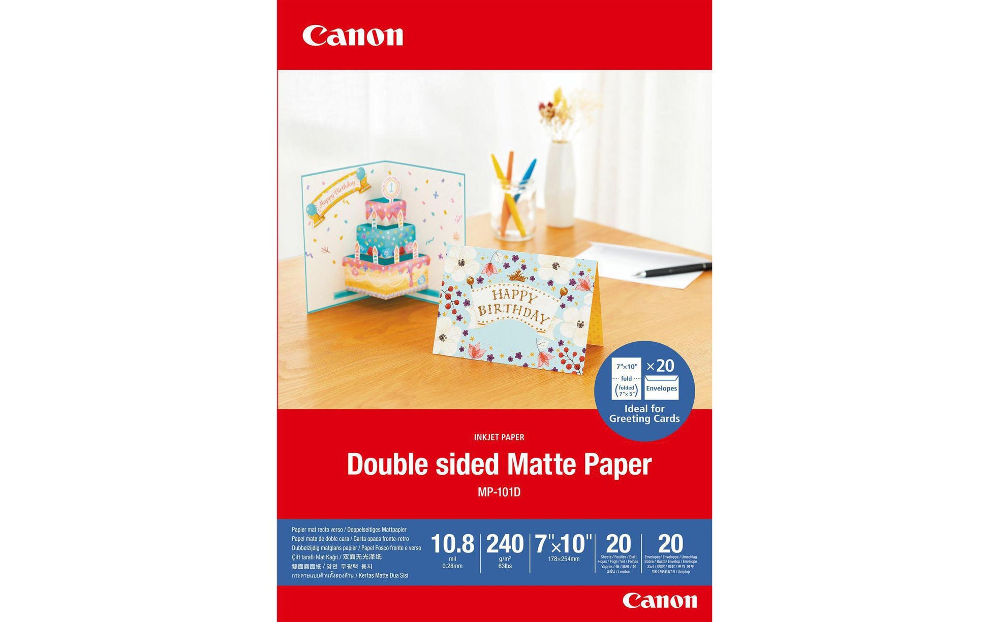 Canon MP-101D beidseitig mattes Fotopapier – 18 × 25 cm, 240 g/m², 20 Blatt