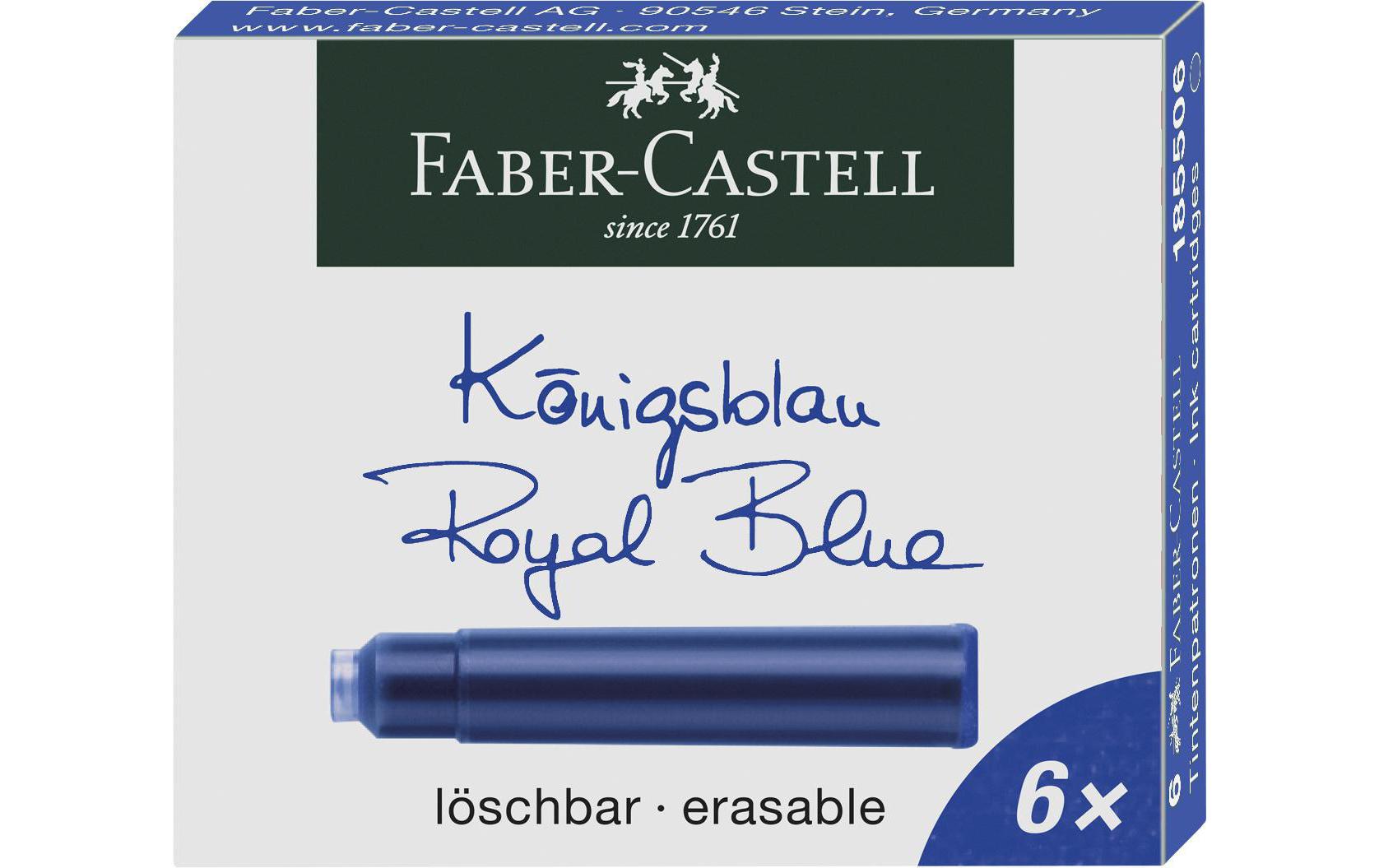 Faber-Castell Füllhalter-Patrone – Königsblau, 6er-Pack, radierbar