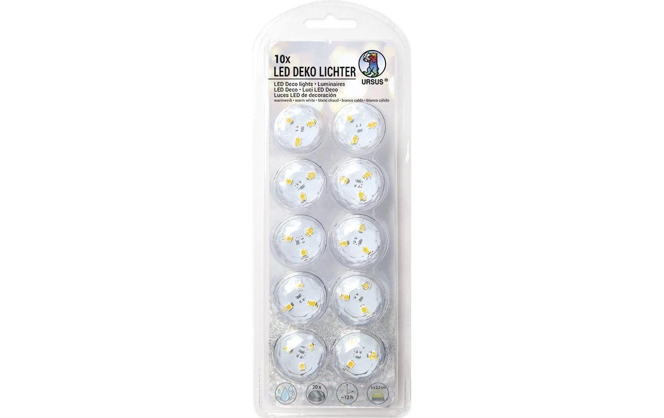 URSUS LED-Dekolichter – warmweiss – Ø 3 cm × 2,2 cm – 10 Stück