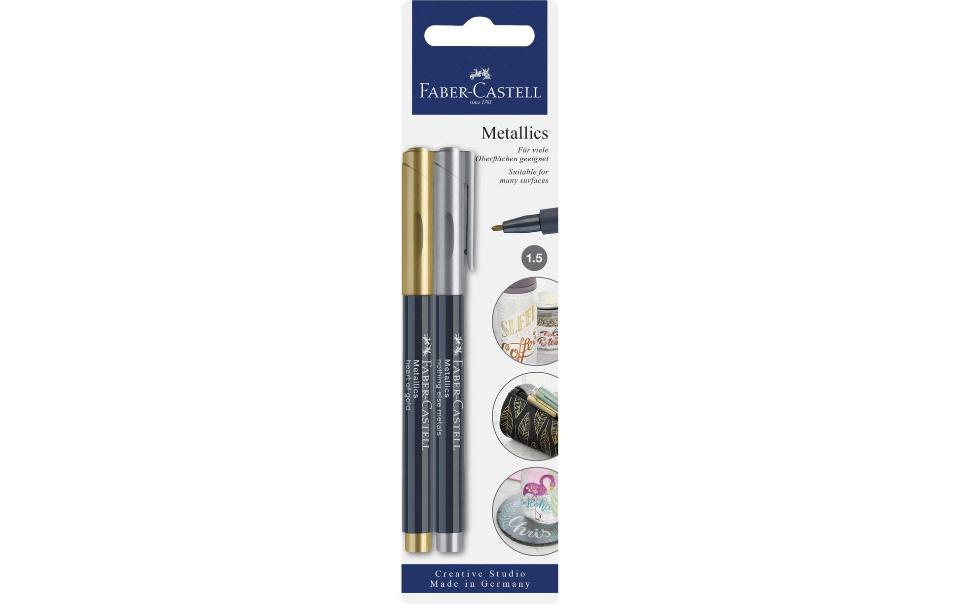 Faber-Castell Non-Permanent-Marker Metallic – Rundspitze 1,5 mm – Sortiert – 2er-Set