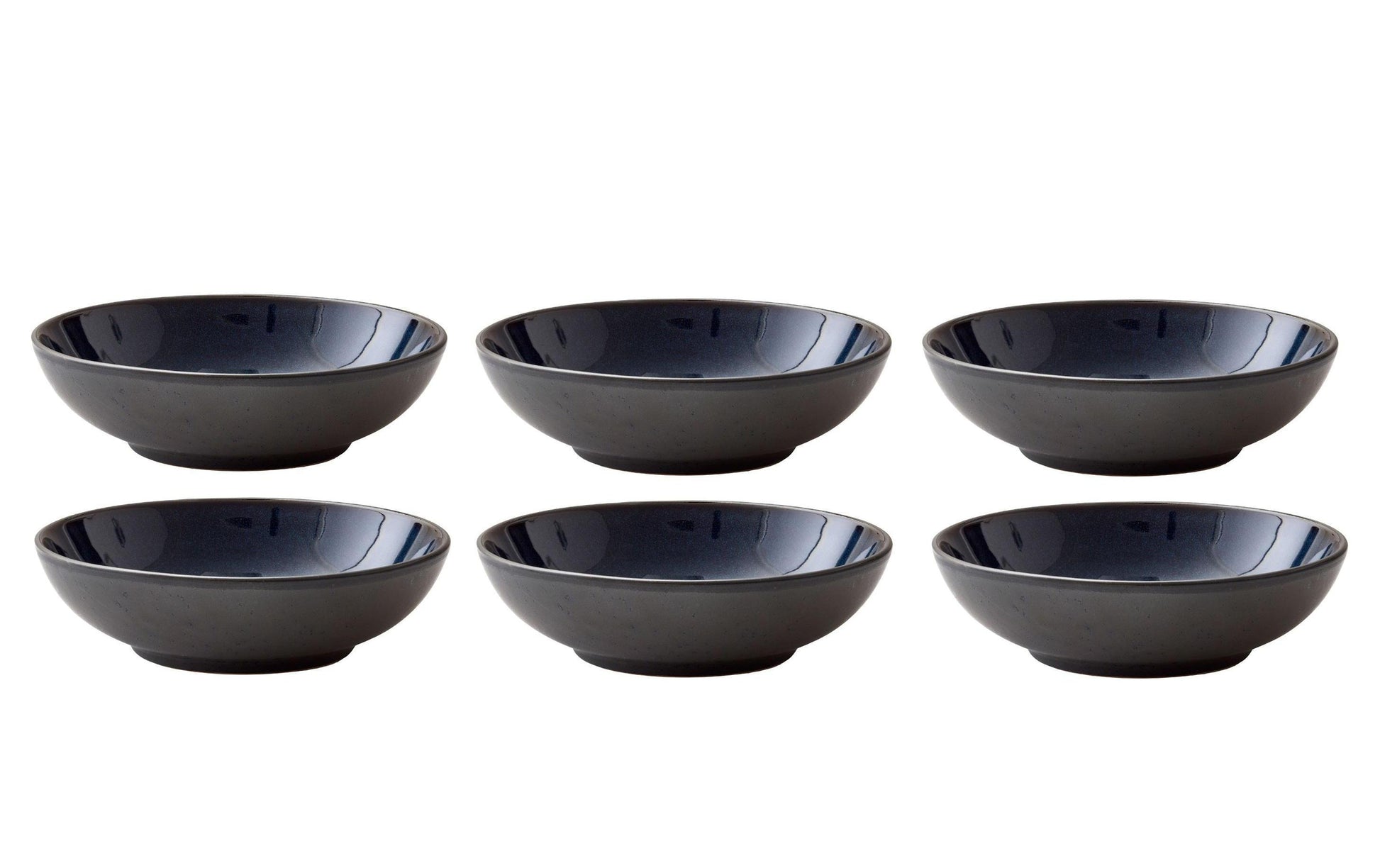 BITZ Pastateller – 6er Set, Ø 20 cm, Steinzeug, Dunkelblau, spülmaschinenfest, mikrowellengeeignet