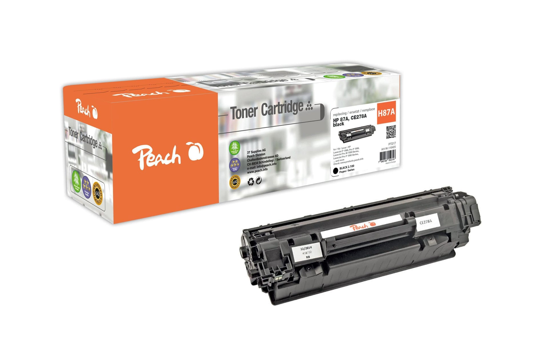 Peach 78A (CE278A) Schwarz Toner – Kompatibel – 2'100 Seiten – für HP LaserJet P 1566/P 1567/P 1568
