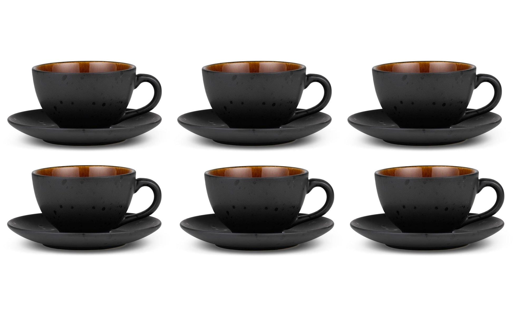 BITZ Kaffeetasse – 6er Set, 240 ml, Ø 10,0 cm, Steinzeug, Schwarz, spülmaschinenfest, mikrowellengeeignet