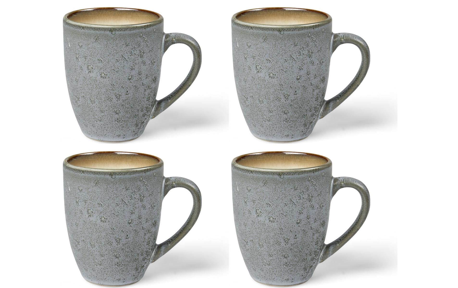 BITZ Kaffeetasse – 4er Set, 300 ml, Ø 8 cm, Steinzeug, Grau/Creme, spülmaschinenfest, mikrowellengeeignet