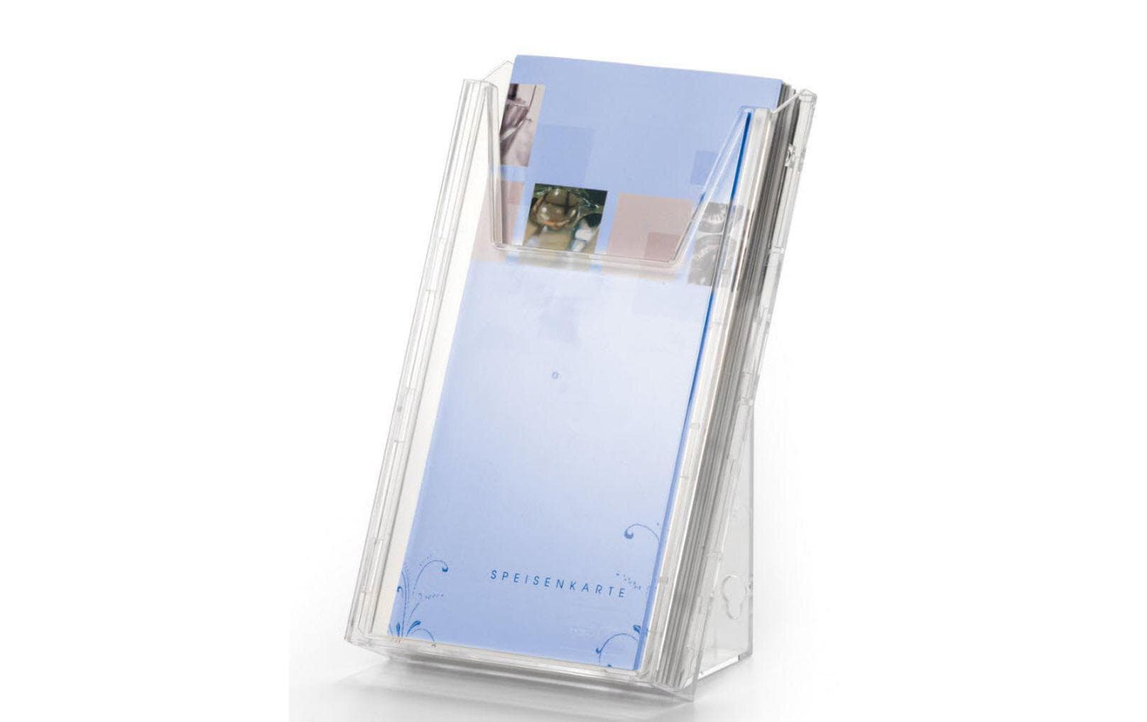 Durable Wandprospekthalter DL – für Wand- und Tischanwendung – transparent – Combiboxx 859019
