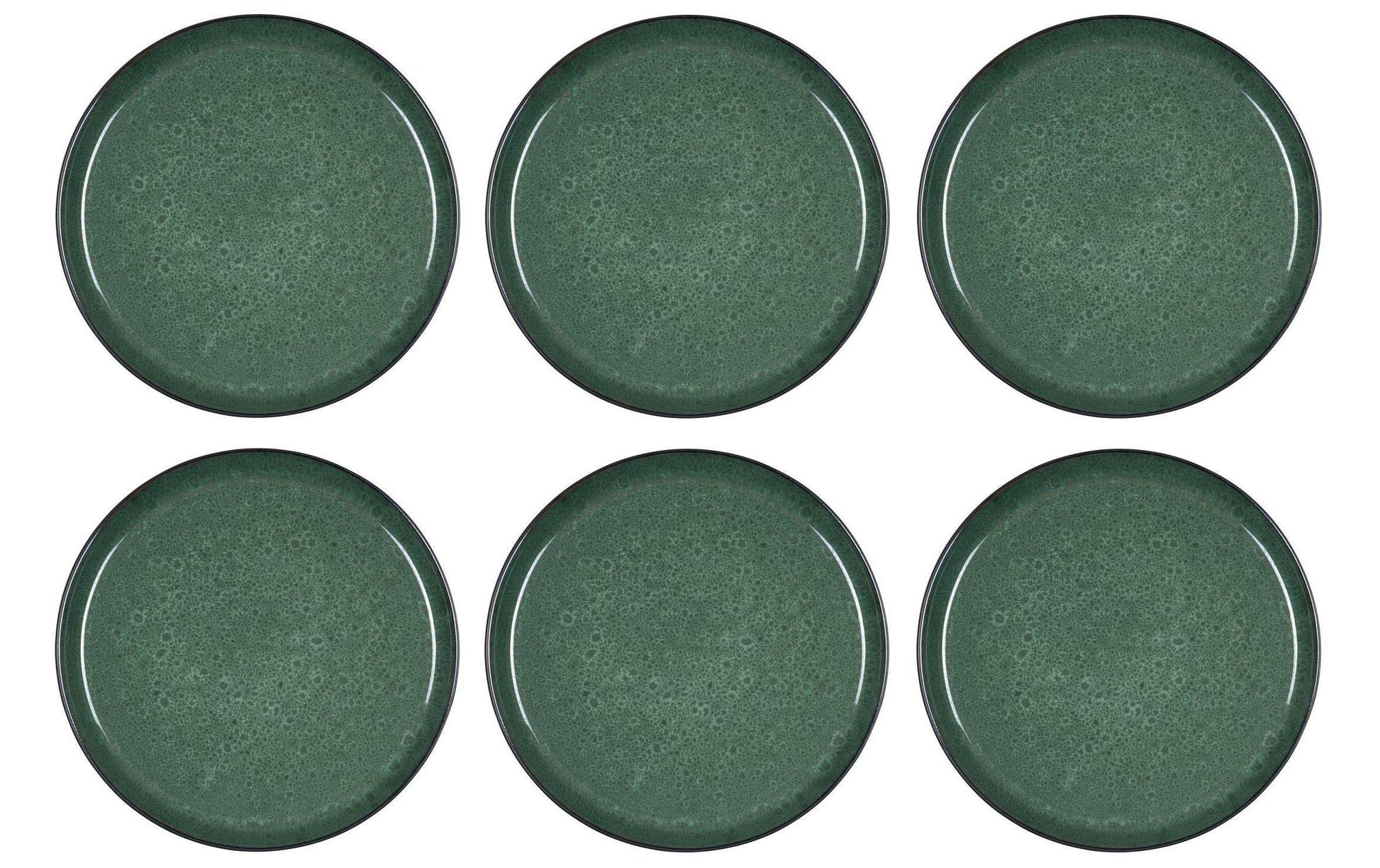 BITZ Speiseteller – 6er Set, Ø 27 cm, Steinzeug, Grün, spülmaschinenfest, mikrowellengeeignet