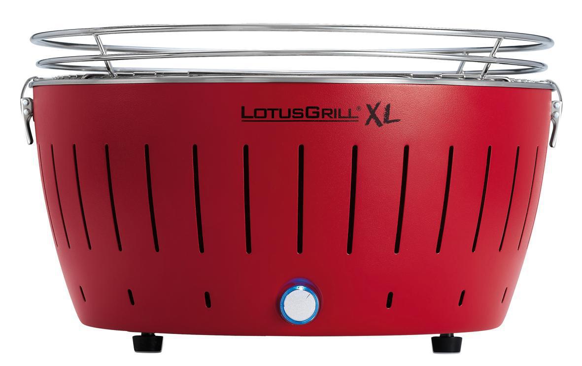 LotusGrill Tischgrill G435 U RD – Ø 40,5 cm, Holzkohle, USB-Anschluss – Rot