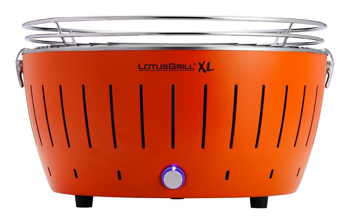LotusGrill Tischgrill – 40,5 cm, Holzkohle, Edelstahl – Orange