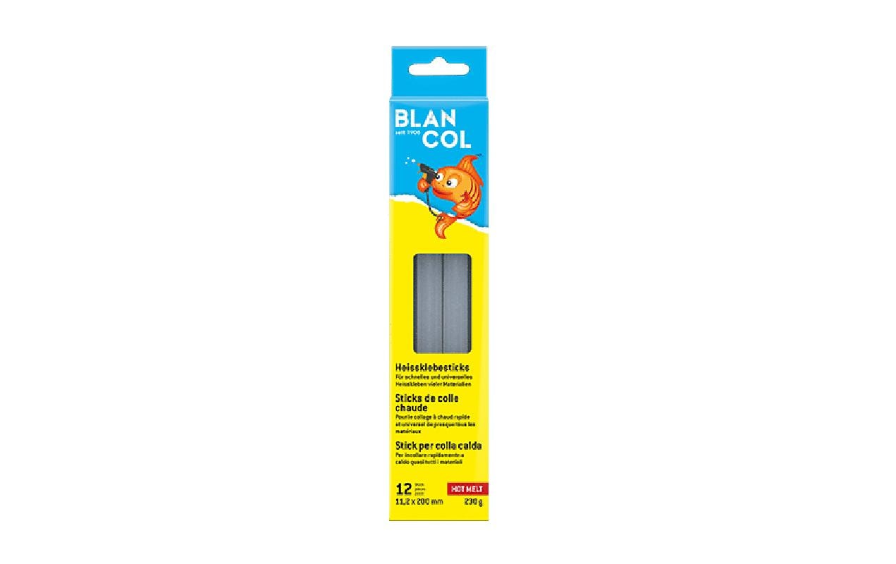 BLANCOL Heissklebepatronen – Ø 11,2 × 200 mm – 12 Stück, 230 g – Weiss, geruchsarm