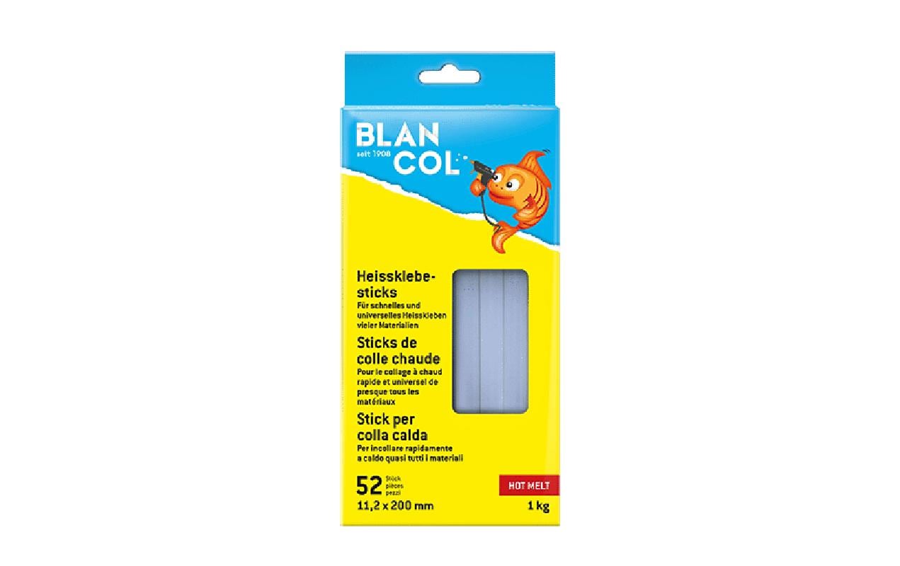 BLANCOL Heissklebepatronen – Ø 11,2 × 200 mm – 26 Stück, 500 g – Weiss, geruchsarm – für Basteln