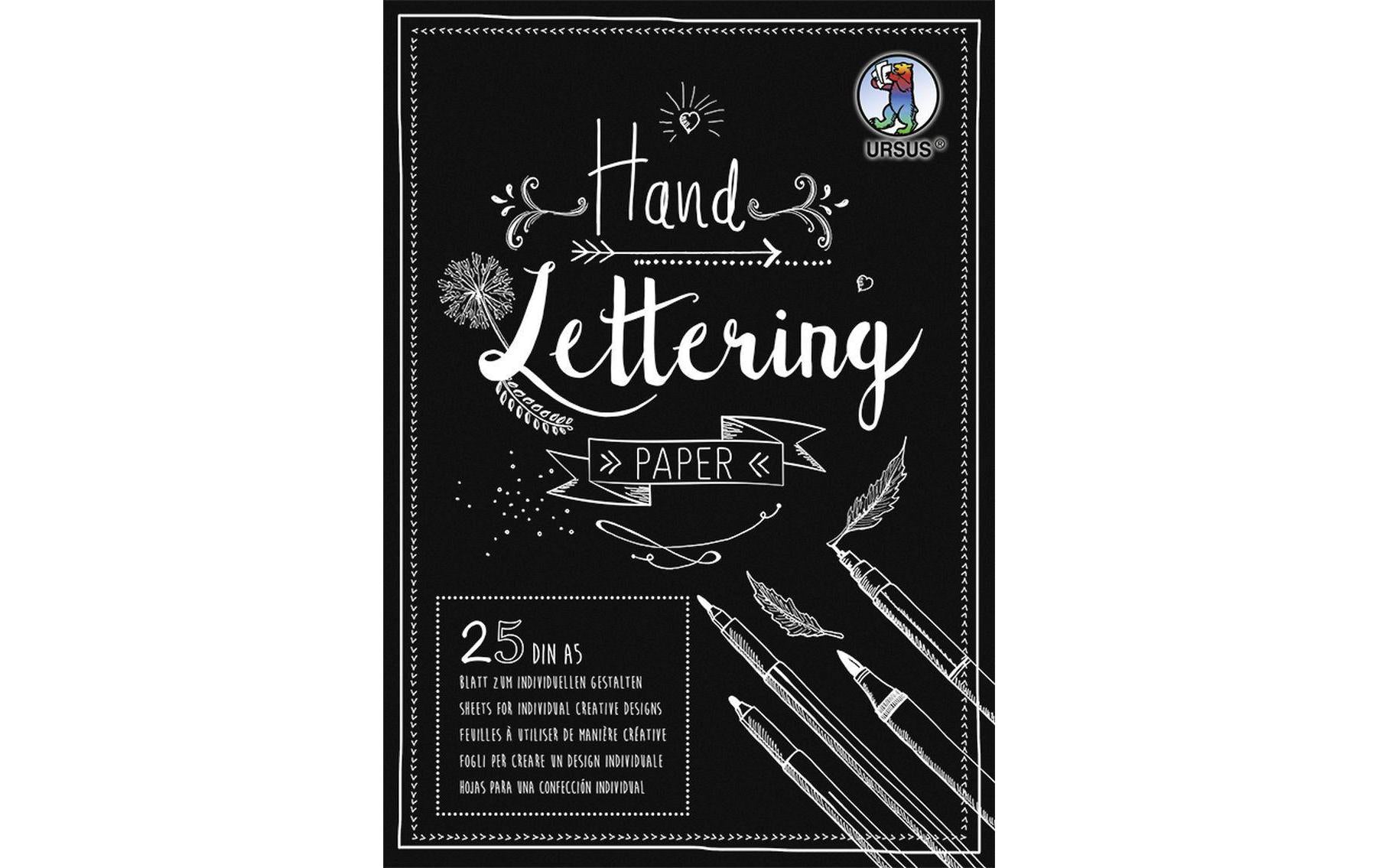 URSUS Handlettering Papier Skizzenblock – A5 – 210 g/m² – 25 Blatt – Schwarz