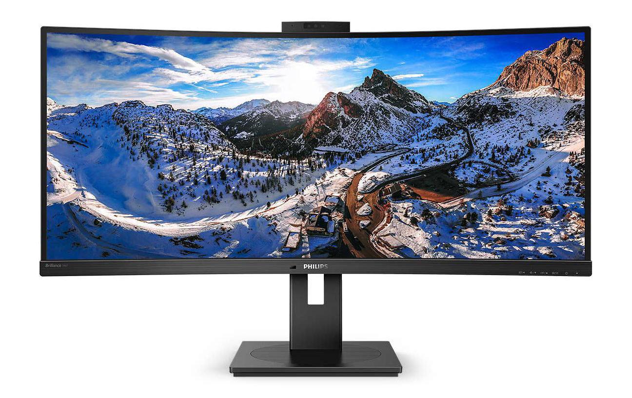 Philips 346P1CRH – Monitor, 34", 100 Hz, 500 cd/m², USB-C, Daisy Chain, KVM, Webcam, VESA 100 × 100, Schwarz