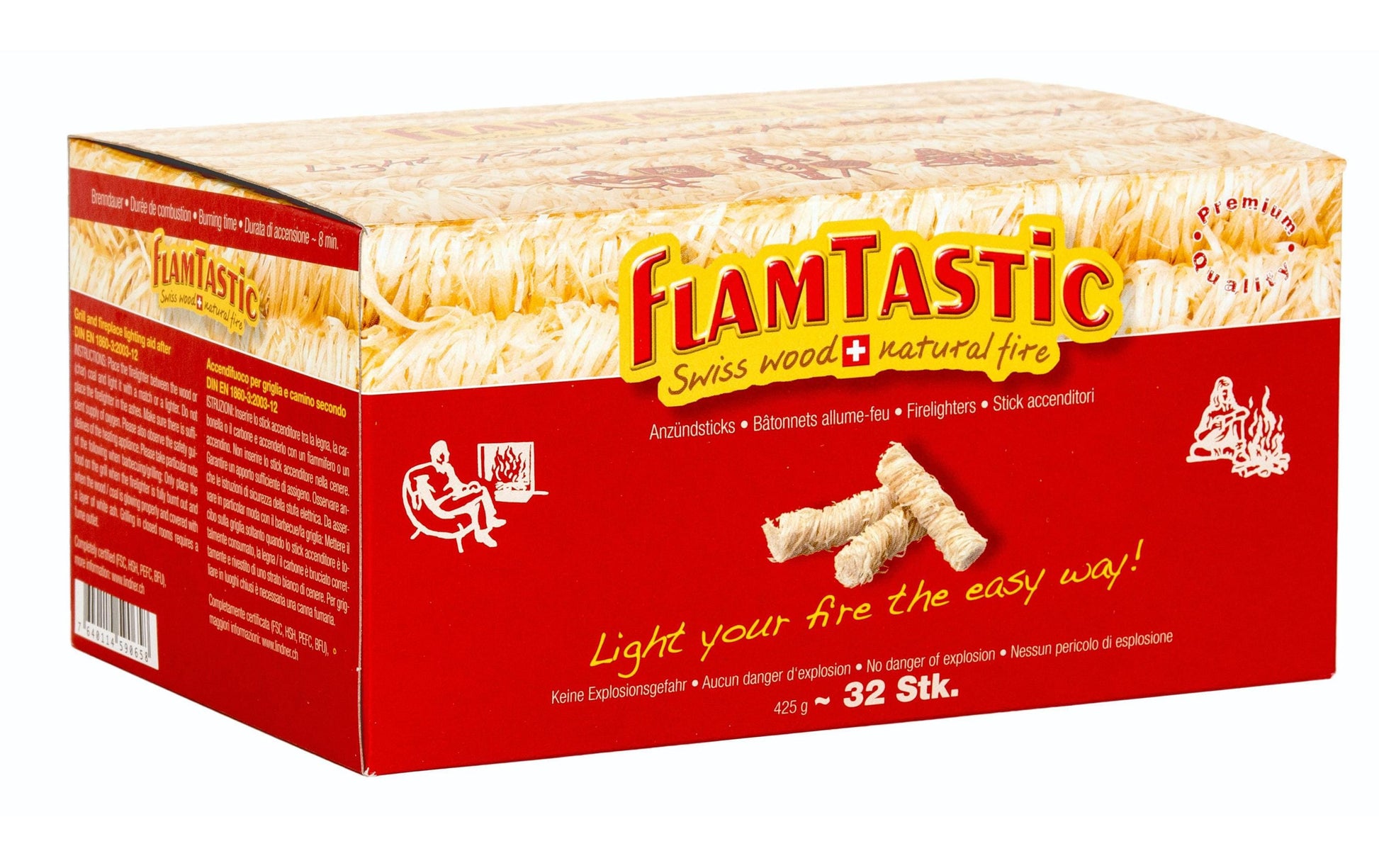 Flamtastic Feueranzünder – Holz (Fichte, Schweiz) – 425 g