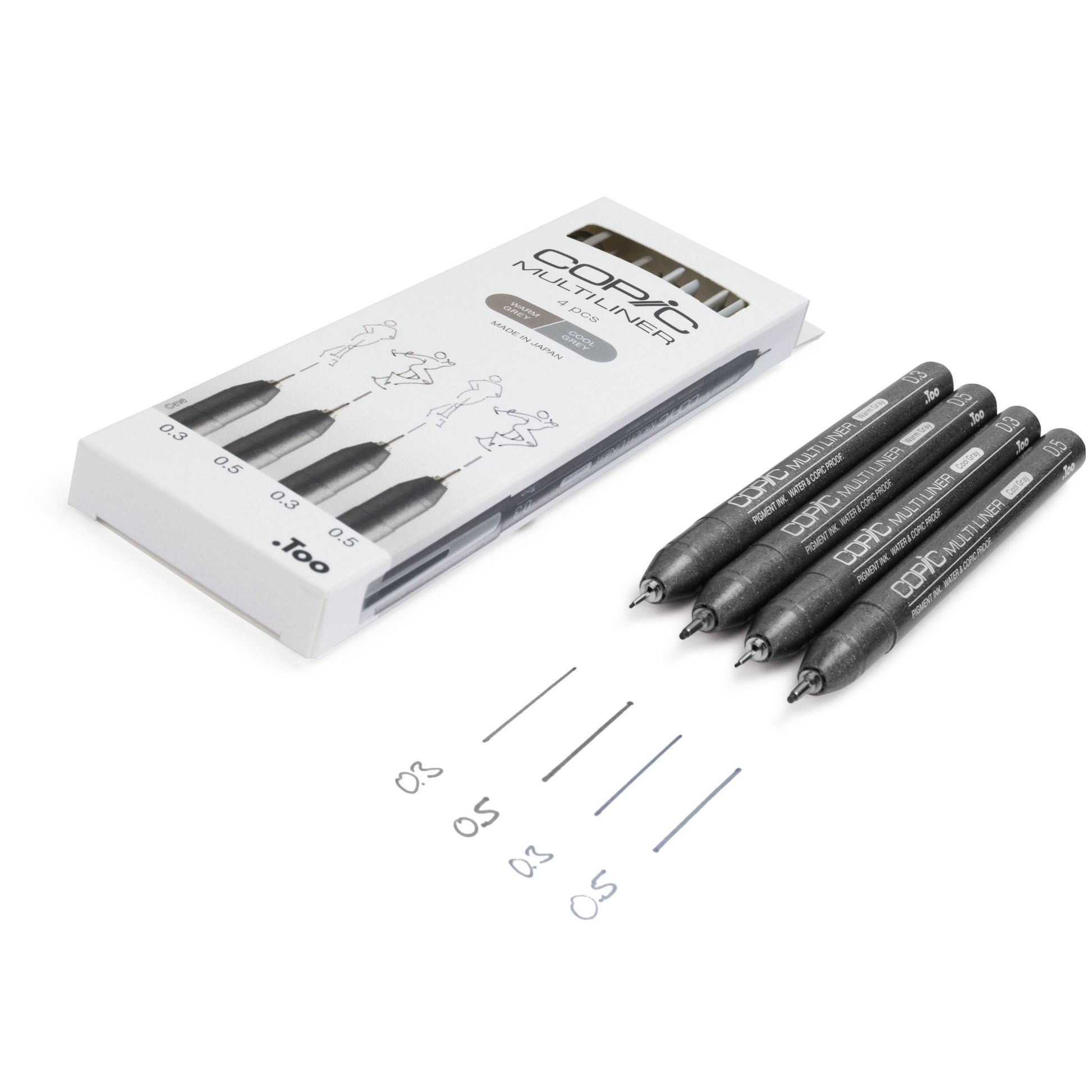 Copic Multiliner Fineliner Set – 4 Stk., 0,3–0,5 mm, 2 Farben, wasserfest