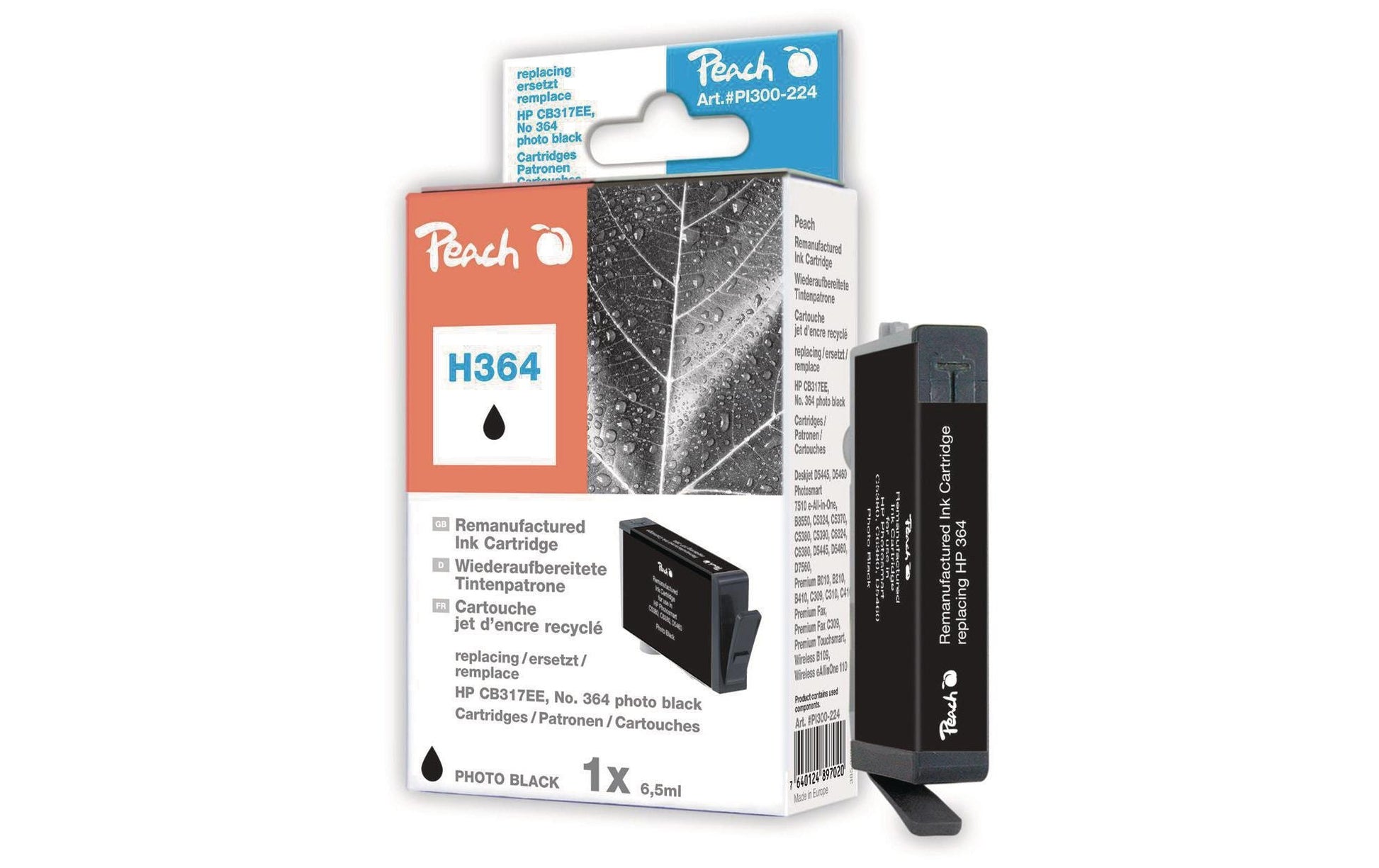 Peach 364 Foto-Schwarz Tintenpatrone (Kompatibel) – 6,2 ml – für HP DeskJet 3070/3520, PhotoSmart B8550