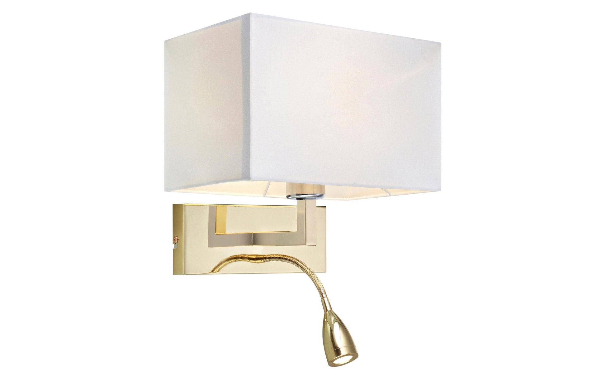 Markslöjd Wandleuchte Savoy – 25 × 20 cm, 485 lm, 60 W, Messing/Weiss, LED-Leselicht 3 W, Schalter