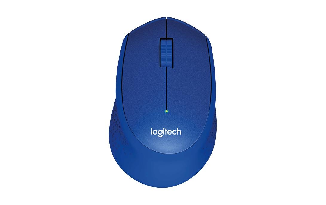Logitech M330 Silent Plus Maus – kabellos, 2,4 GHz, Silent-Tasten, blau