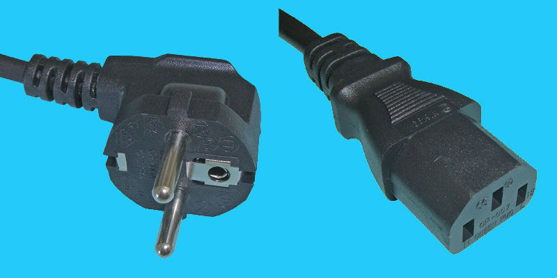 Diggelmann Netzkabel – Schuko (CEE 7/7, abgewinkelt) – IEC C13, 1 m, 10 A, schwarz