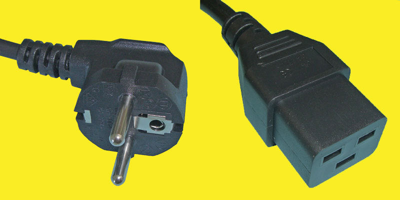 Diggelmann Netzkabel, Schuko auf C19-Koppler, abgewinkelt, 16 A, 2 m, Schwarz