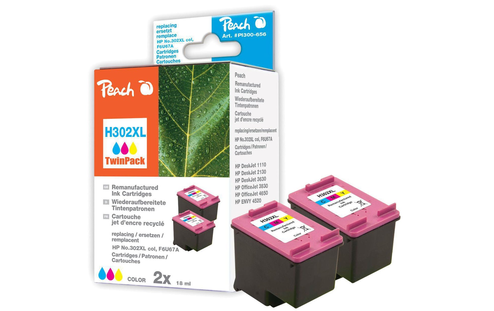 Peach 302XL Tintenpatronen-Multipack, 2er-Set (Kompatibel) – für HP DeskJet 1110/2130/3630 …