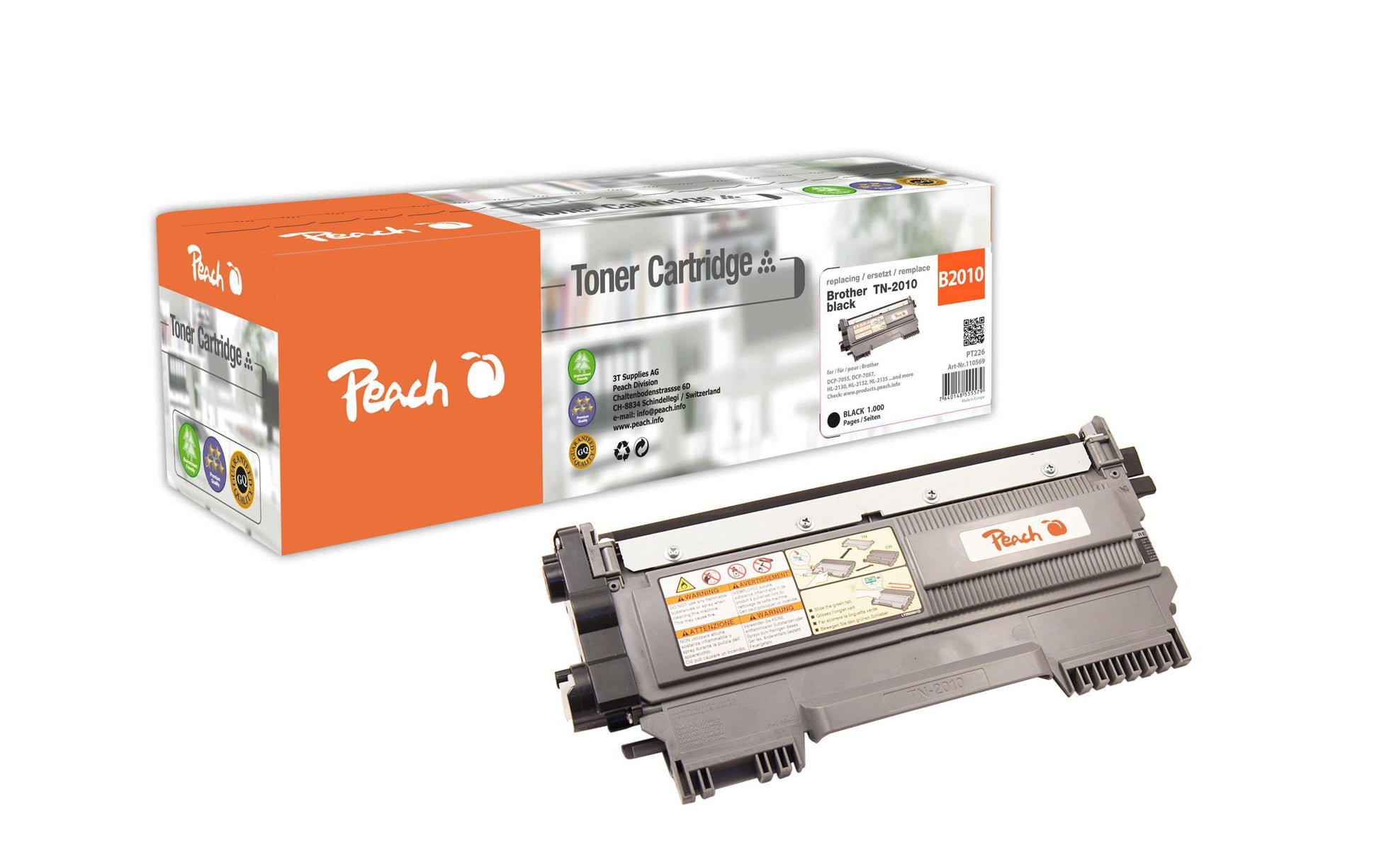 Peach TN-2010 Schwarz Toner – Kompatibel – 1'000 Seiten – für Brother DCP-7055/DCP-7055W/DCP-7057 u. a.