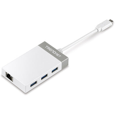 TRENDnet TUC-ETGH3 USB-Hub – USB-C, 3× USB-A, GbE, für Windows/Mac