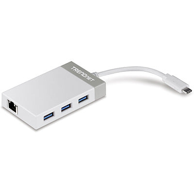 TRENDnet TUC-ETGH3 USB-Hub – USB-C, 3× USB-A, GbE, für Windows/Mac