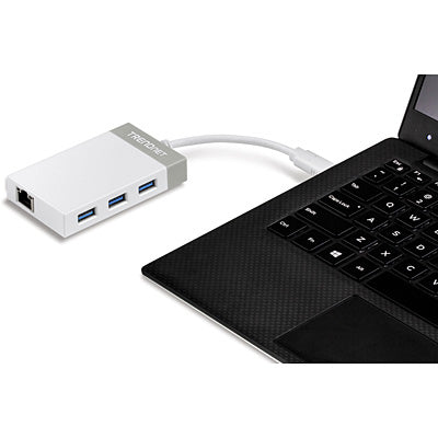TRENDnet TUC-ETGH3 USB-Hub – USB-C, 3× USB-A, GbE, für Windows/Mac