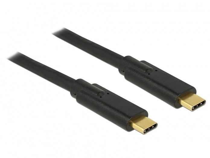 DeLOCK USB-C auf USB-C Kabel – USB 3.2 Gen 1 (5 Gbit/s) – 2 m – PD 100 W – Goldkontakte – Schwarz