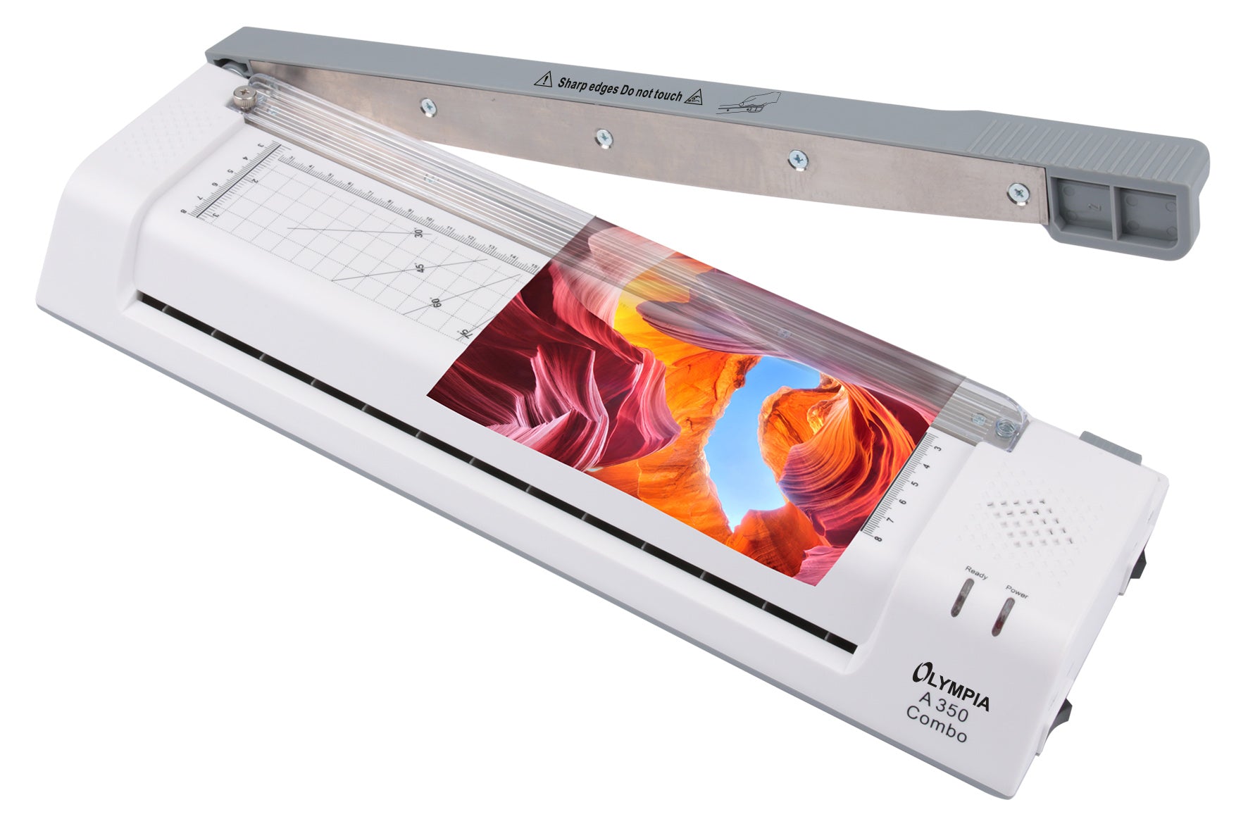 Olympia A 350 Combo Laminiergerät A3 – 2-Rollen, 125 µm, Kaltlamination, Aufheizzeit 5 Min., 250 mm/min, Weiss