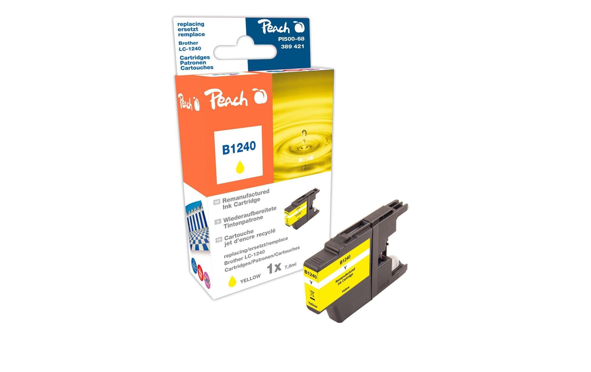 Peach LC-1240y Gelbe Tintenpatrone (Kompatibel) – 840 Seiten – für Brother LC-1240y