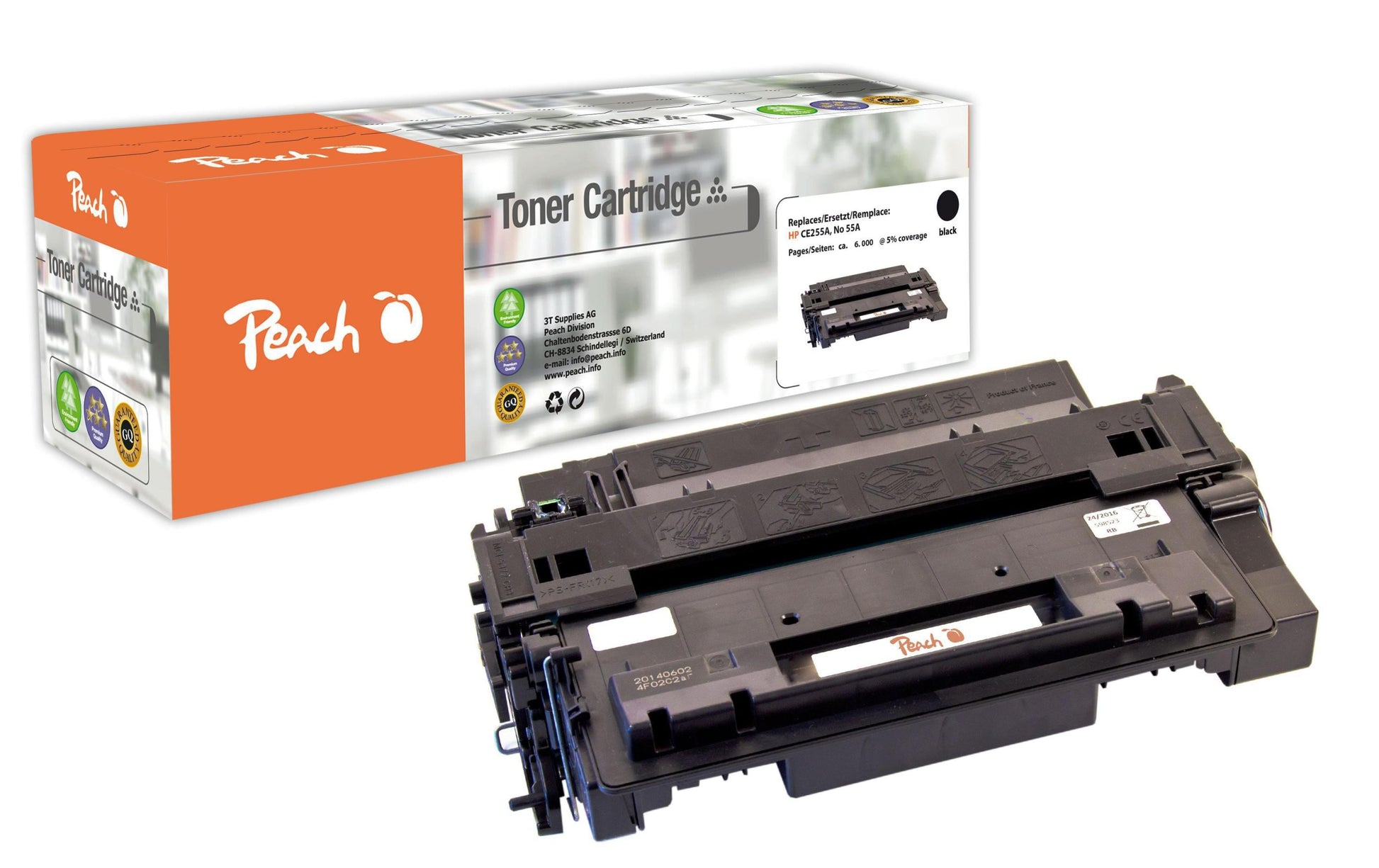 Peach Toner CE255A – schwarz, 6000 Seiten – für HP LaserJet Enterprise MFP M525dn, M525f, P3015 und andere