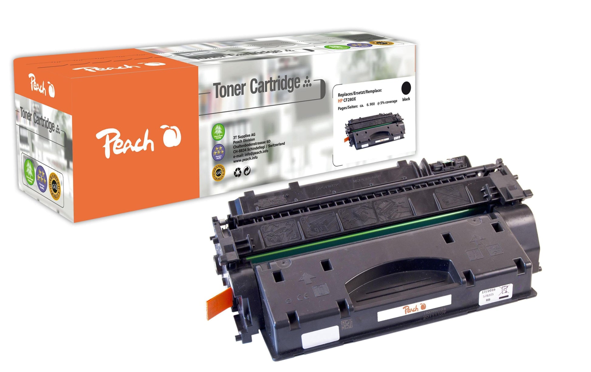 Peach 80X (CF280X) Schwarz Toner – Kompatibel – 6'900 Seiten – für HP LaserJet Pro 400 M401a/M401d/M401dn u. a.