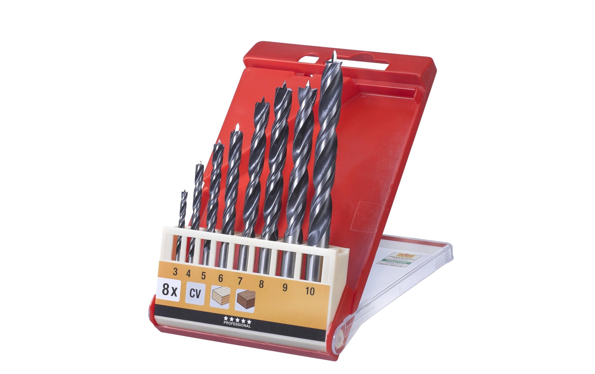 kwb Holzbohrer-Set, 8-tlg., 3–10 mm Zylinderschaft – für Holz