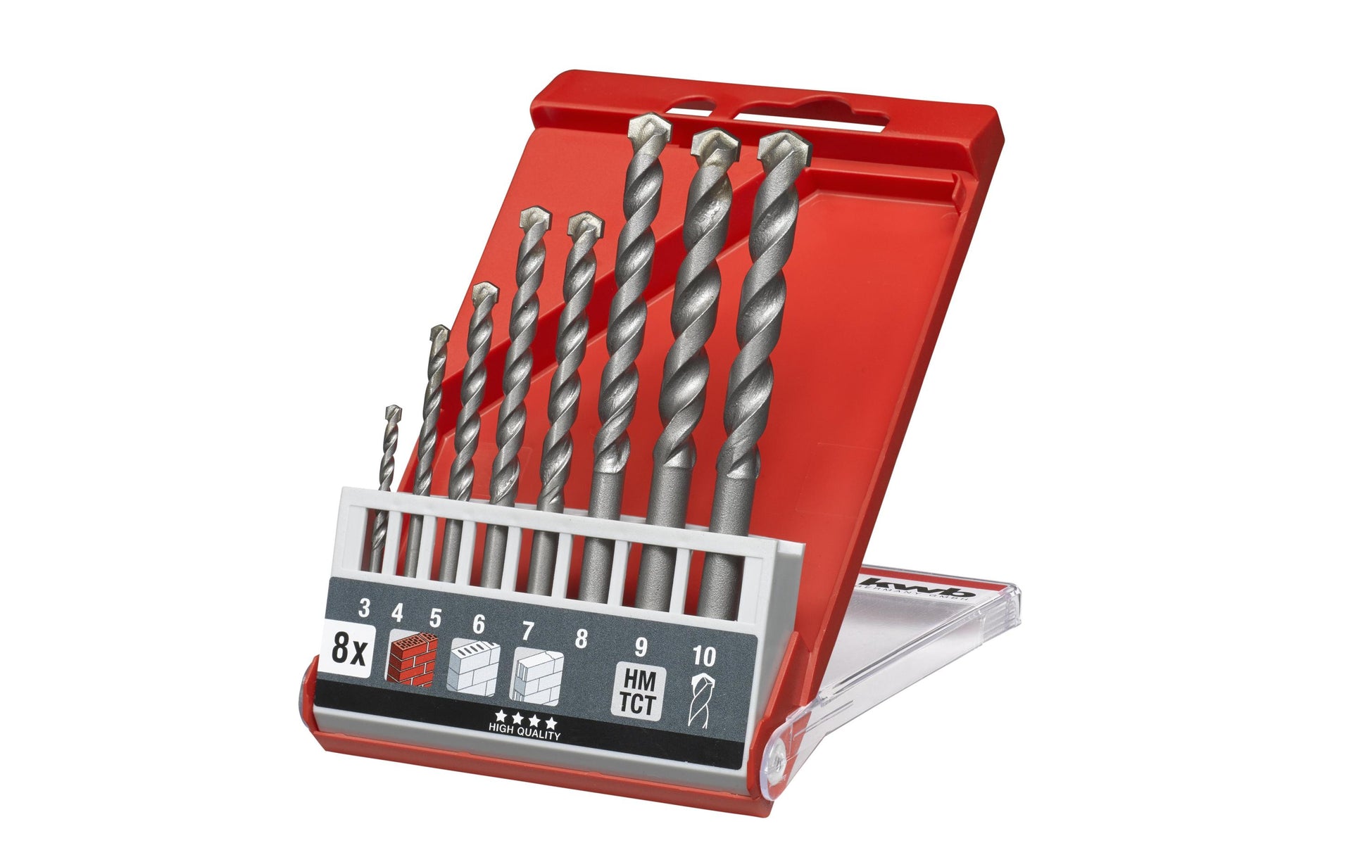 kwb Steinbohrersatz 3/4/5/6/7/8/9/10 mm – 160 mm – Zylinderschaft – für Mauerwerk & Beton – 8-tlg.