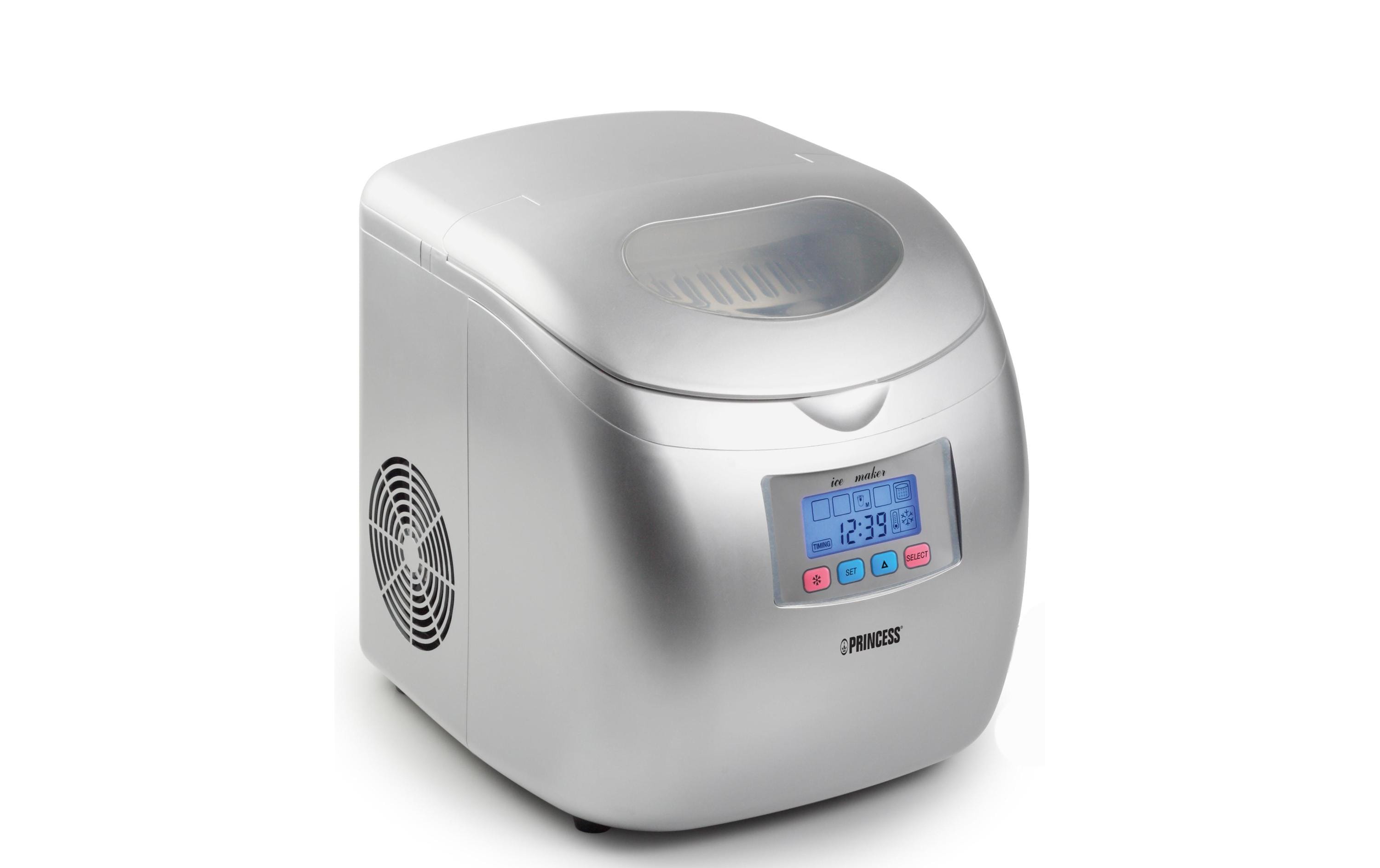 Princess Eiswürfelmaschine – 10 kg/24 h, 2,8 l Tank, 120 W, ohne Festwasseranschluss, Silber
