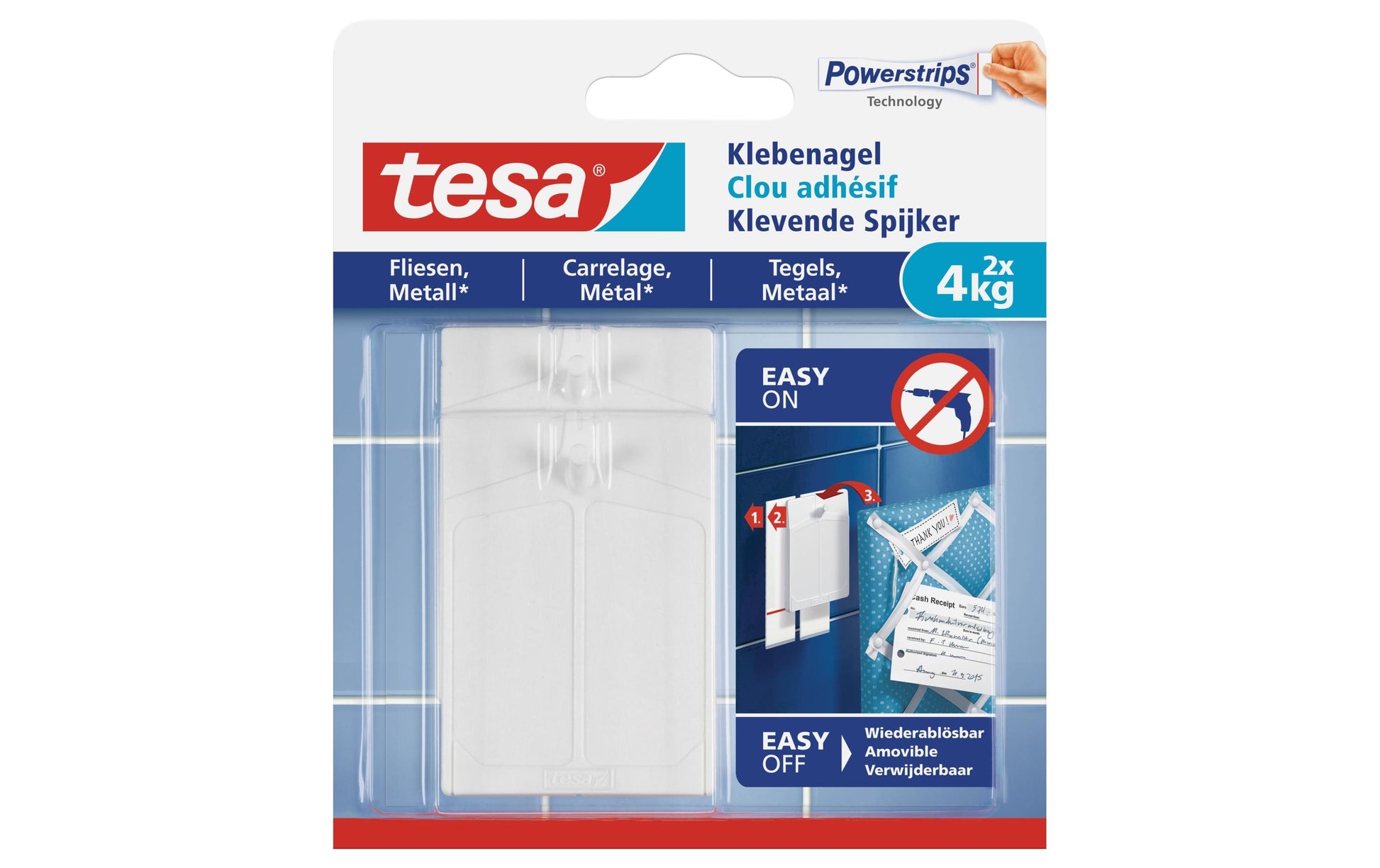 TESA Klebenagel – Kunststoff, Weiss, 12 × 14 × 2 cm – 2er-Pack