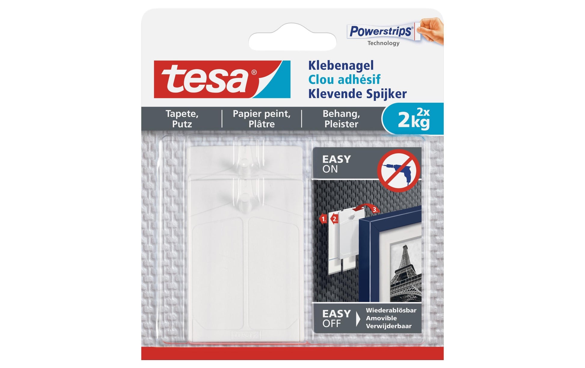 TESA Klebenagel – Kunststoff, Weiss, 12 × 14 × 2 cm – 1er-Pack