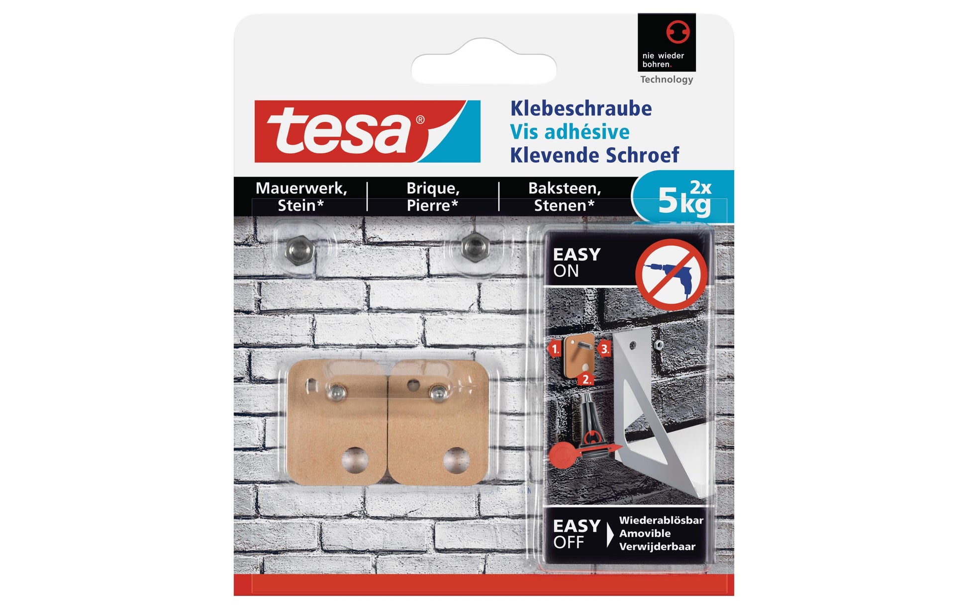 TESA Haken – braun – 5 kg – 2 Stück
