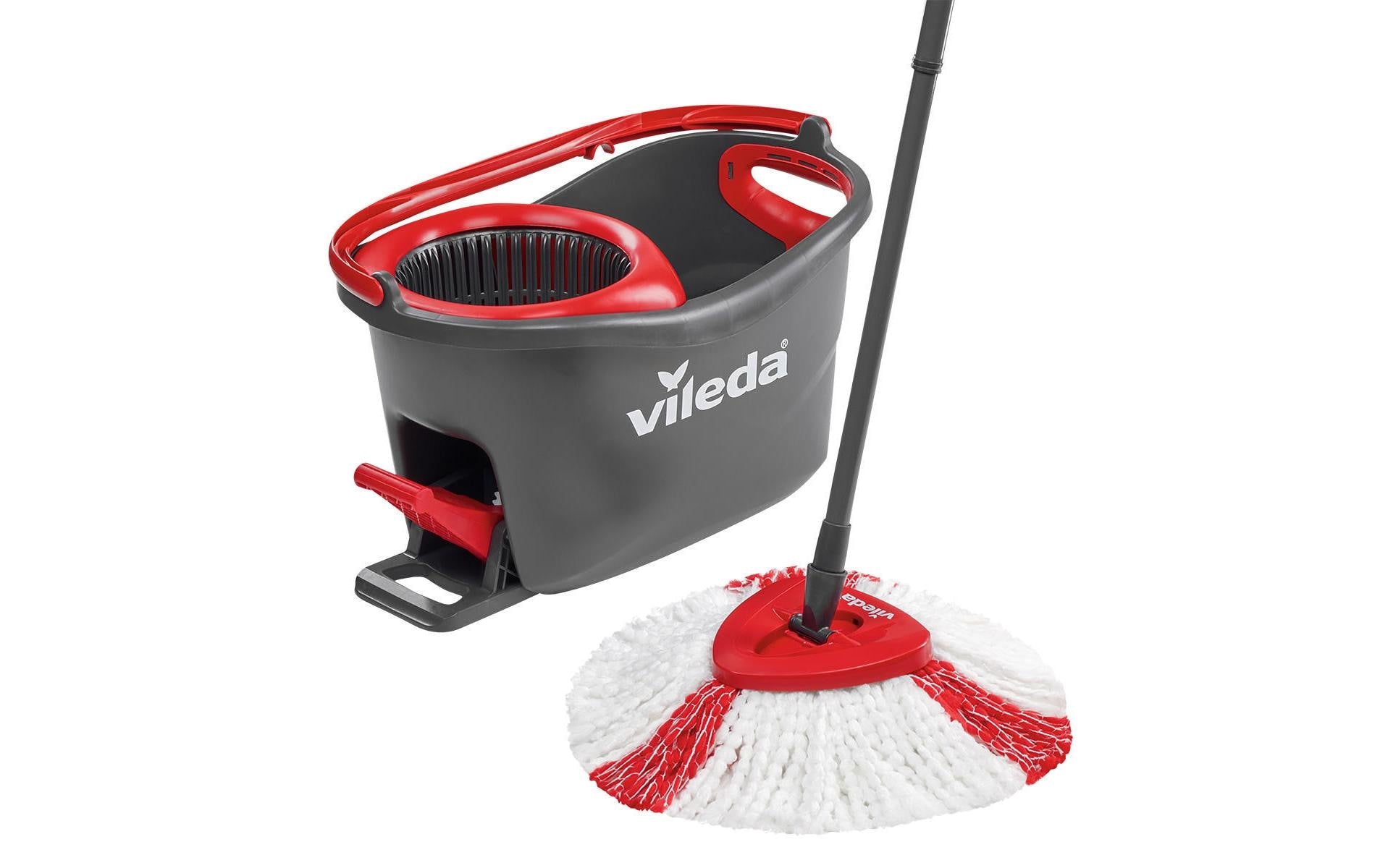 Vileda Turbo Mop – Wischmopp-Set – Teleskopstiel, Rot/Weiss