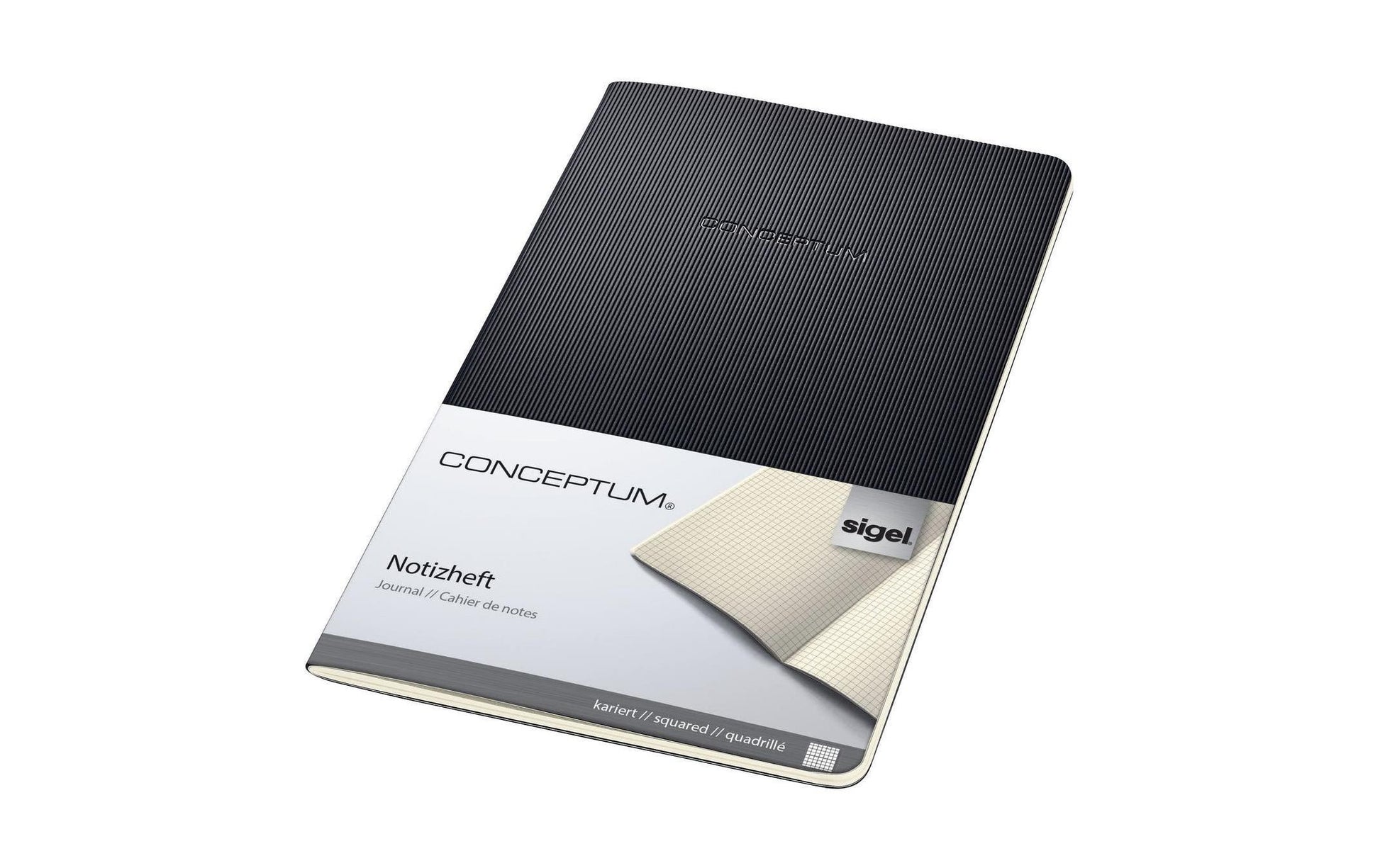 Sigel Notizheft, 93 × 140 mm, kariert, Fadenheftung, Softcover, 64 Seiten, 80 g/m² – schwarz