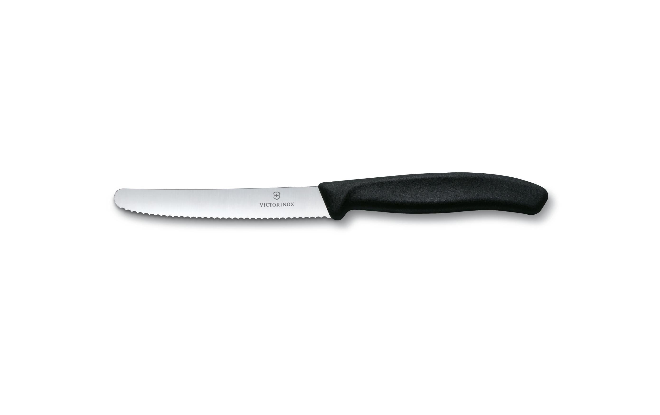 Victorinox Tafelmesser – 6er-Set, 11 cm, Wellenschliff, Edelstahl, Kunststoffgriff, Schwarz