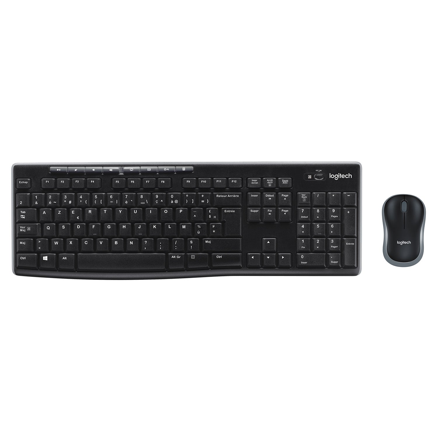 Logitech MK270 – Tastatur- und Maus-Set – AZERTY (BE) – RF 2,4 GHz, Full-Size, USB-A Nano, Schwarz
