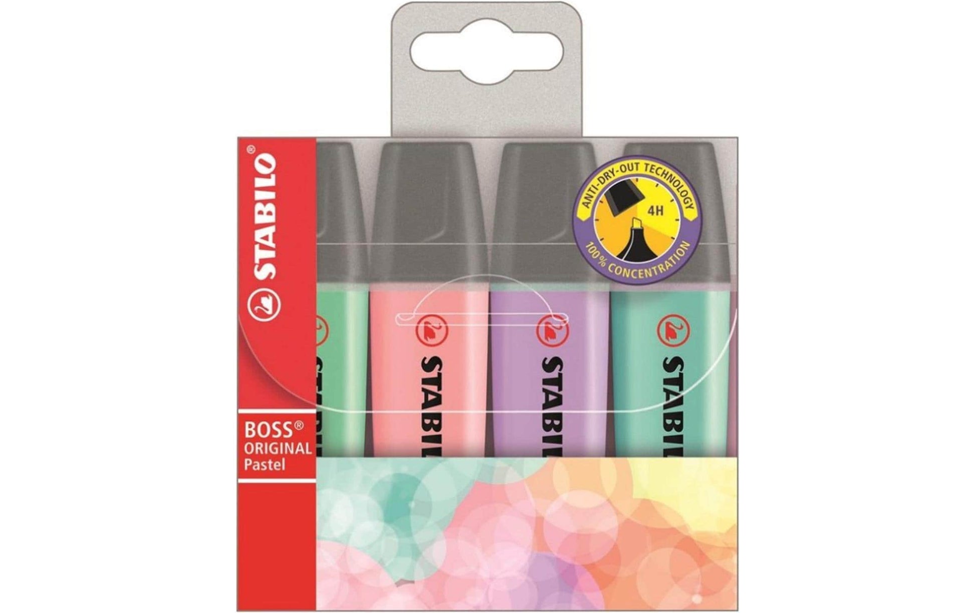STABILO BOSS Original Textmarker Set 4 Pastellfarben – Keilspitze, 2–5 mm