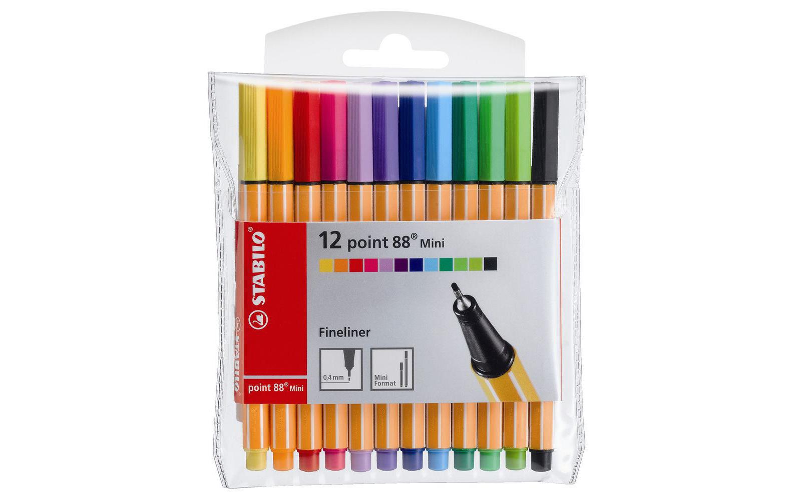 STABILO Fineliner – 12er-Set 0,4 mm – 12 Farben, sortiert