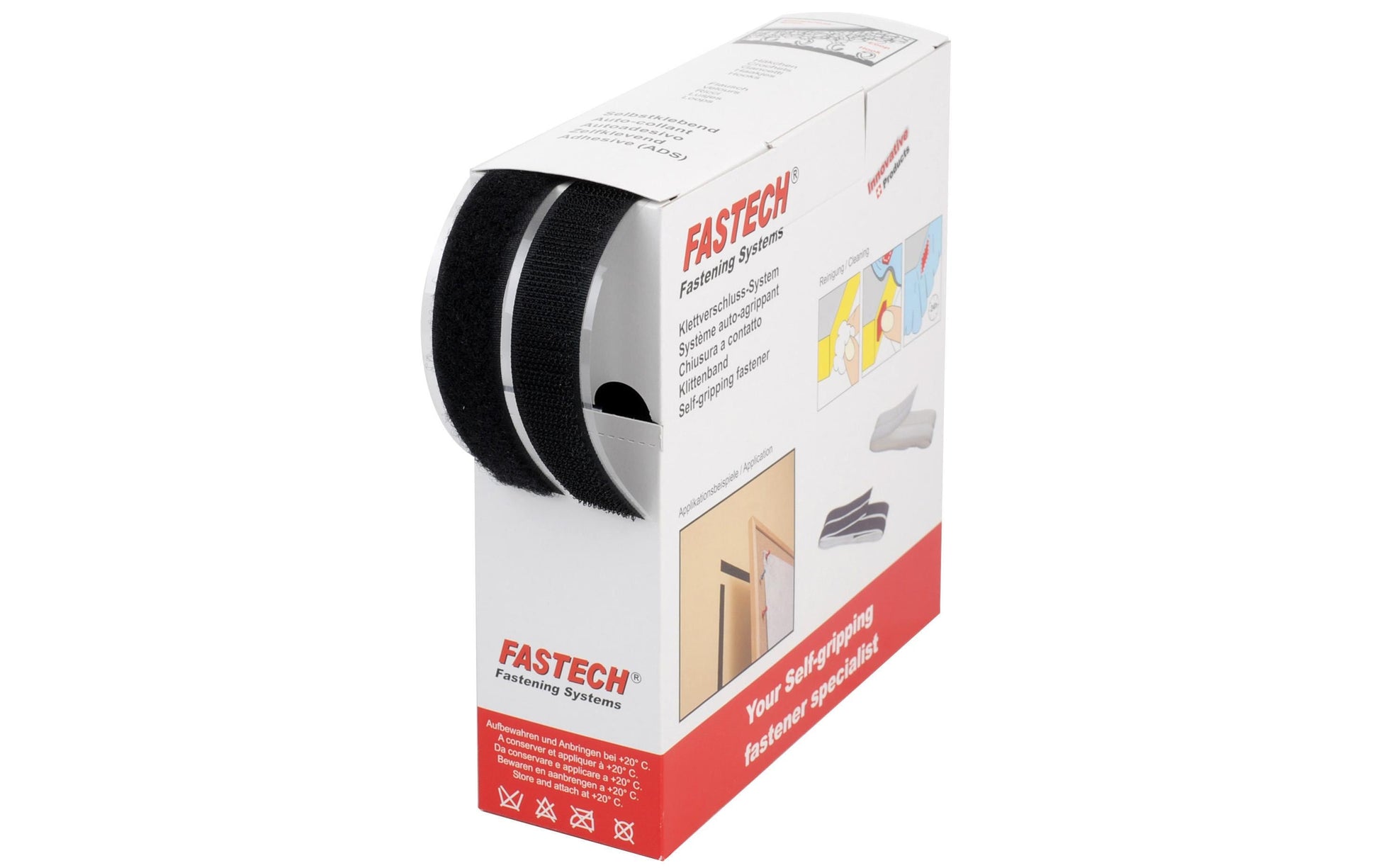 FASTECH Klettband – Kunststoff, 20 mm × 10 m, schwarz, 1 Stück