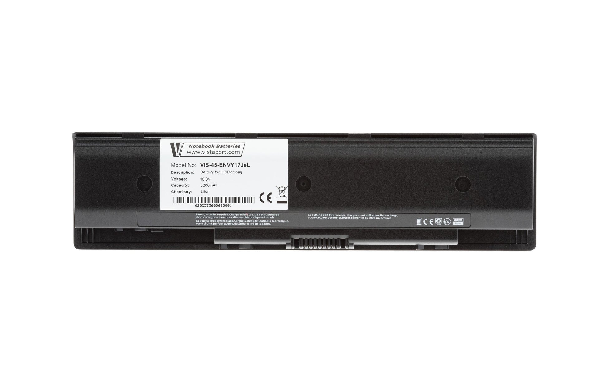 Vistaport Notebook-Akku – für HP Envy 15/17, Pavilion 14–17 – 56 Wh, 10,8 V (6 Zellen) – Schwarz