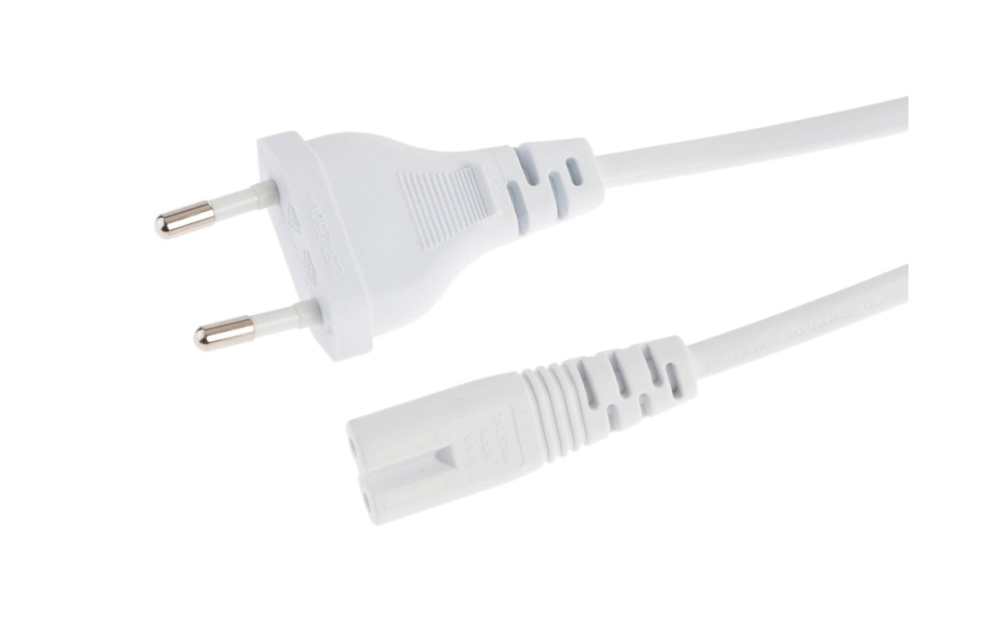NIWOTRON Netzkabel – Eurostecker (Typ C) – IEC C7, 2 m, 250 V/2,5 A, Weiss